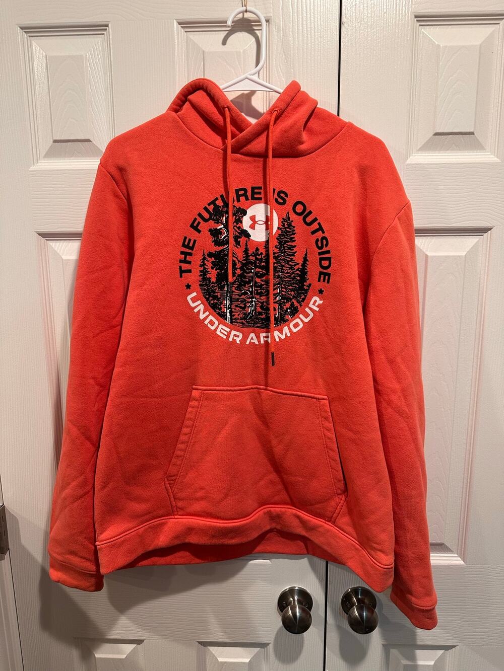 Under Armour Womens Graphic Fleece Hoodie Coral Pink The Future Is Outside Sz L